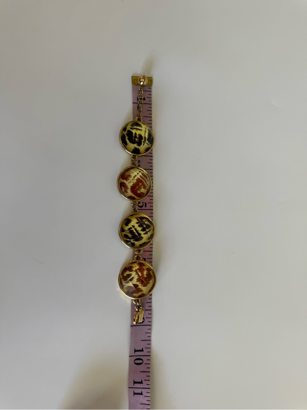 Kate Spade Animal Cheetah Leopard Beveled Dome Bead Link Bracelet - Picture 7 of 8
